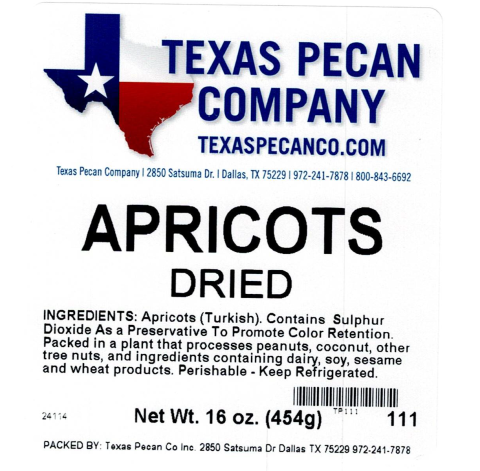 Texas Pecan Company Dried Apricots 16 oz