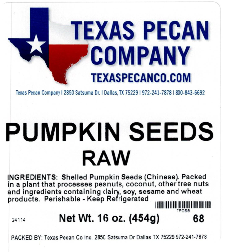 Texas Pecan Company Raw Pumpkin Seeds 16 oz