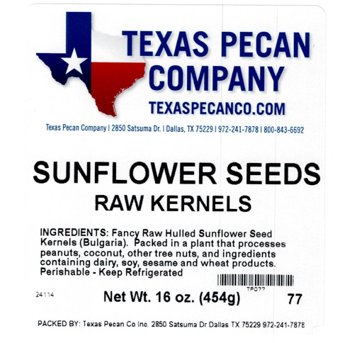 Texas Pecan Company Sunflower Seeds Raw Kernels 16 oz