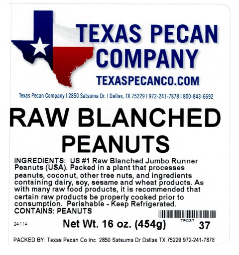 Texas Pecan Company Raw Blanched Peanuts 16 oz
