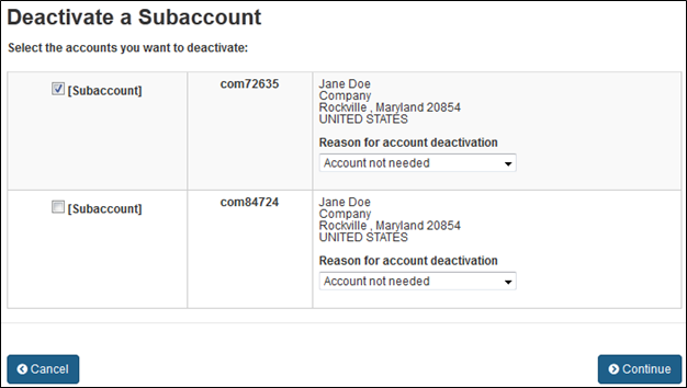 FDA Industry Systems User Guide: Subaccount Management - Figure 4