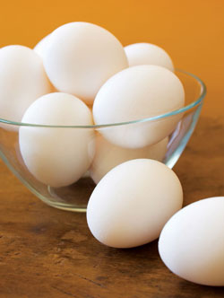 Eggs in a glass bowl