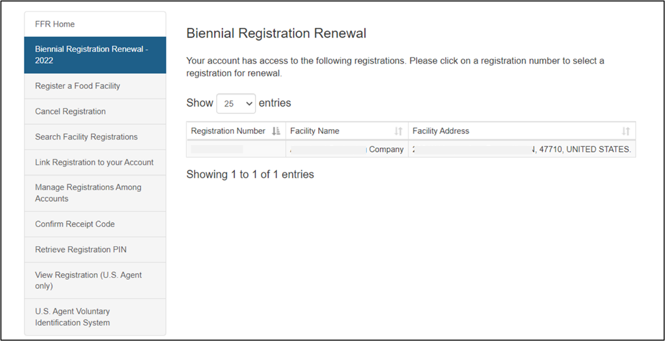 Food Facility Registration User Guide: Biennial Registration Renewal - Figure 2