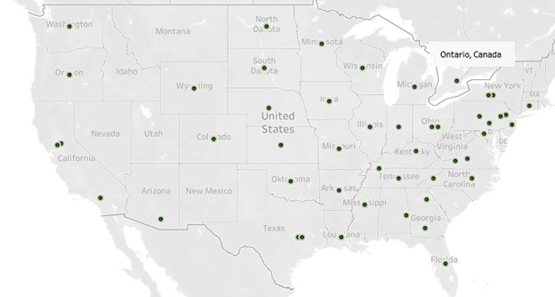 Click for a larger and more detailed map of Vet-LIRN laboratories 