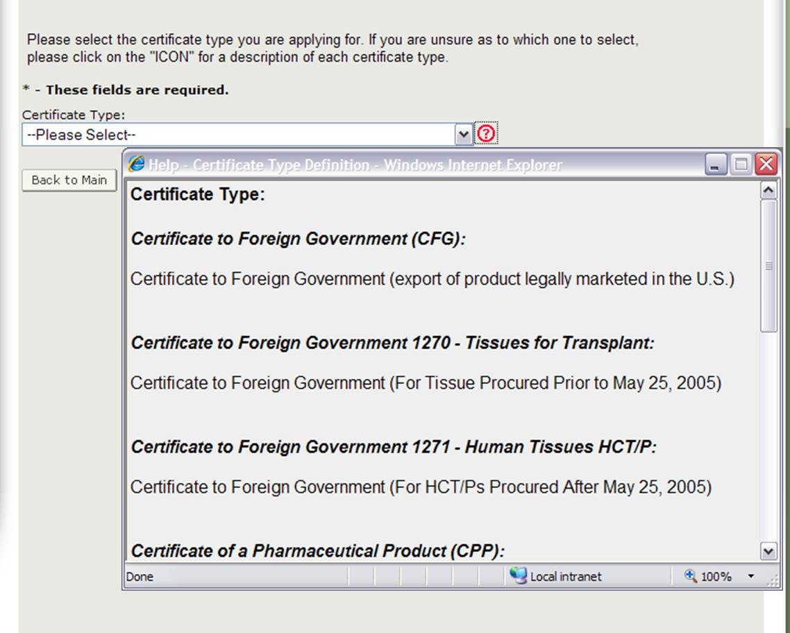 Figure 5: Description of Certificate Types