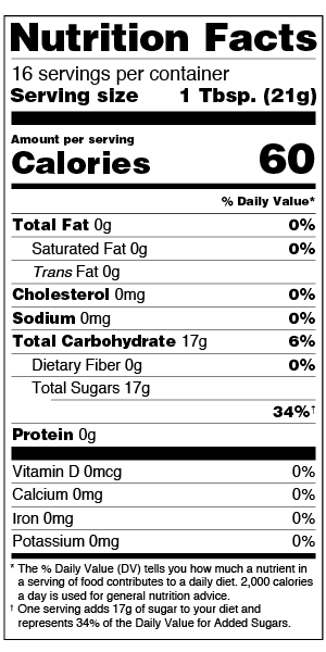 Single-Ingredient Sugar Label for Honey