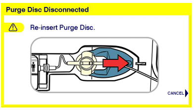Purge disc disconnected. Diagram showing purge disc disconnected.