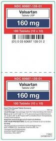 Valsartan Tablets USP, 160 mg, 100 tablets, label