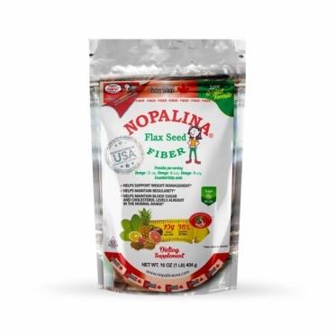Nopalina Flax Seed Fiber (powder, 1 lb. bags, front)   UPC 890523000720