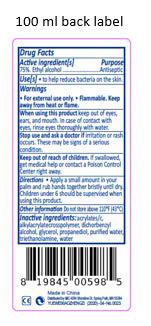 100 ml back label, drug facts and ingredients