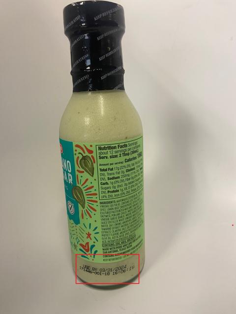 HEB Poblano Caesar Dressing Natural_Use by Date Location