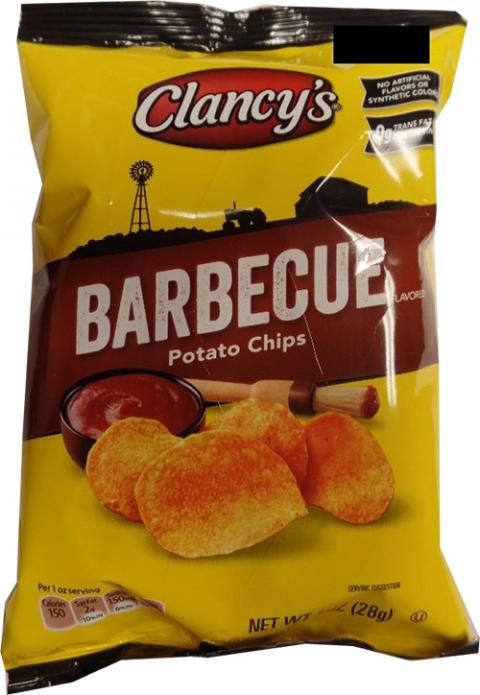 "Clancy's Barbecue Potato Chips, snack bag"