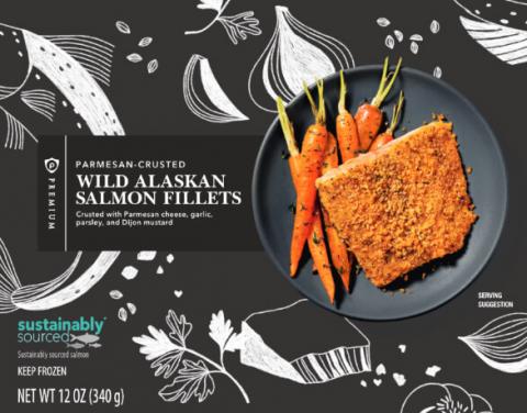Parmesan-Crusted Wild Alaskan Salmon Fillets, 12 oz. (front package)