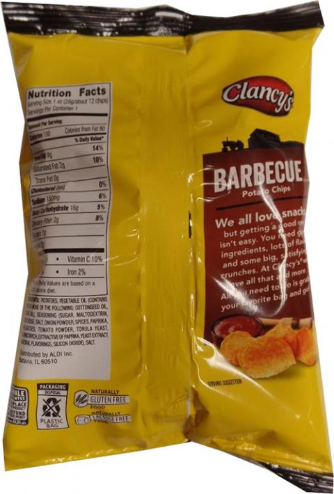 "Nutrition Facts Clancy's Barbecue Potato Chips"