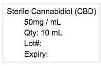 Photo 4, Labeling, Sterile Cannabidiol (CBD), 50mg/mL