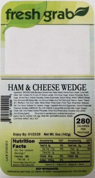 Label, Fresh Grab Ham & Cheese Wedge