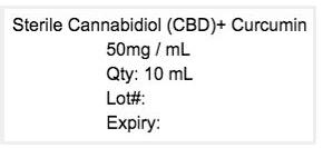 Photo 6, Labeling, Sterile Cannabidiol (CBD) = Curcumin 50mg/mL 