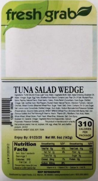 Label, Fresh Grab Tuna Salad Wedge
