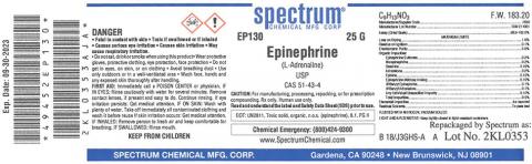Label, spectrum Epinephrine 25 g, Lot 2KL0353