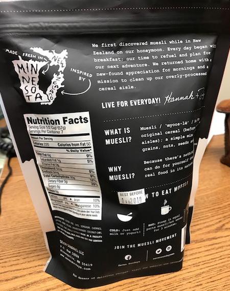 Back Label, Nutrition Facts