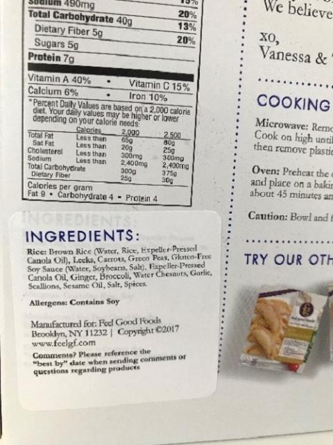 Back label, nutrition facts and ingredient statement