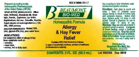 Beaumont Bio Med Homeopathic Allergy & Hay Fever Relief, 2 Fl Oz, Amber Glass, Oral Spray