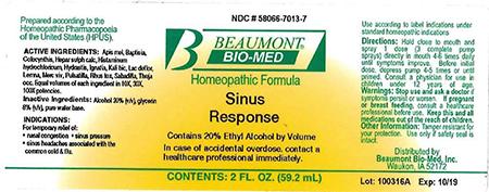 Beaumont Bio Med Homeopathic Sinus Response, 2 Fl Oz, Amber Glass, Oral Spray