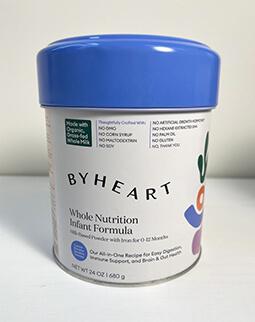 Product image front can label ByHeart Whole Nutrition Infant Formula Milk-Based Powder with Iron for 0-12 Months, NET WT 24 OZ (680g)”