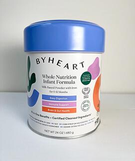 Product image side can label ByHeart Whole Nutrition Infant Formula Milk-Based Powder with Iron for 0-12 Months, NET WT 24 OZ (680g)