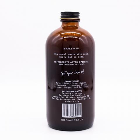 Back product label, Chai Concentrate 16 oz
