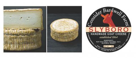 Image of cheese and label: Consider Bardwell Farms Slyboro Goat Cheese