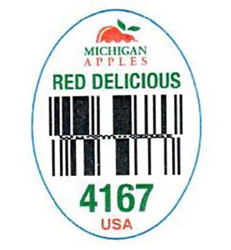 “Michigan Red Delicious PLU label 4167” 