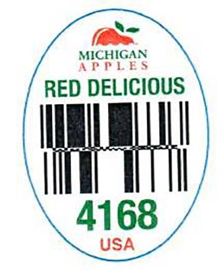 “Michigan Red Delicious PLU label 4168”