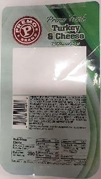 Product labeling, Premo Turkey & Cheese Wedge Sandwich 5 oz