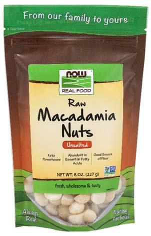 “NOW Real Food, Unsalted, Raw Macadamia Nuts, 8 oz. bag”