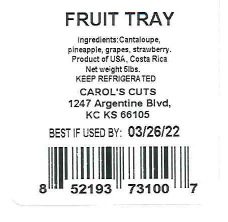 FRUIT TRAY, CAROL’S CUTS, INGREDIENT STATEMENT