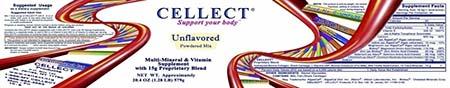 Product labeling, Cellect® Unflavored Powdered Mix NET WT. Approximately 20.4 OZ (1.28 LB) 579g