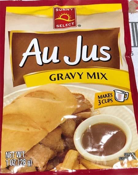 Front label, Sunny Select Au Jus Gravy Mix