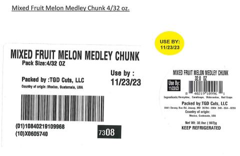 Label for Mixed Fruit Melon Medley Chunk 4/32 oz.