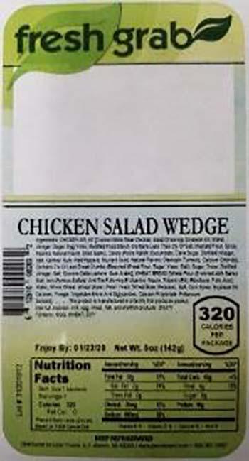 Product labeling, Fresh Grab Chicken Salad Wedge Sandwich 5 oz
