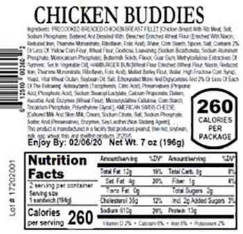 Product labeling, Fresh Grab Chicken Buddies 7 oz