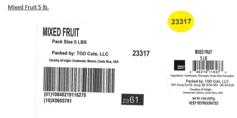 Label for Mixed Fruit 5 lb 