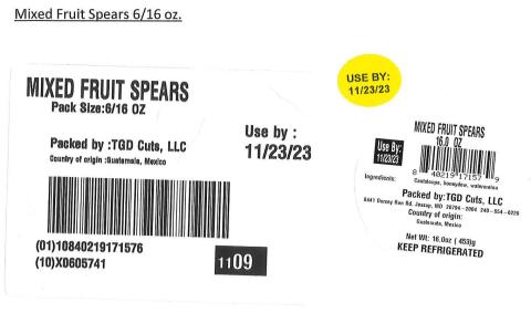 Label for Mixed Fruit Spears 6/16 oz. 