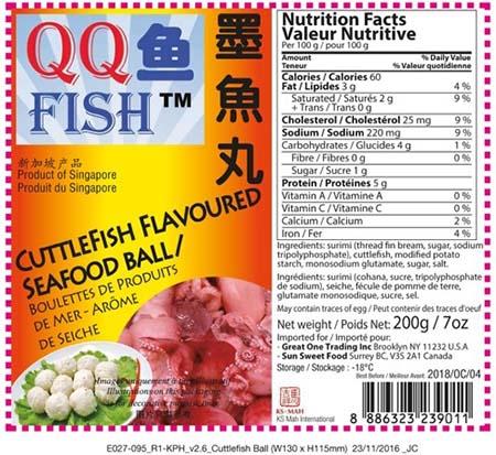 Label:  QQ FISH Cuttlefish Flavoured Seafood Ball
