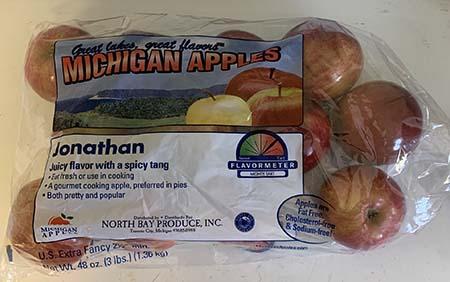 “Jonathan apples Great Lakes Great Flavor Michigan Apples 3lb. Plastic Bag” 