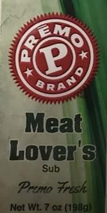 Product labeling, Premo Meat Lover’s Sub 7 oz