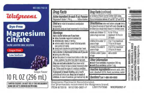 “Walgreens Dye-Free Magnesium Citrate Saline Laxative, Grape Flavor (blue label)”