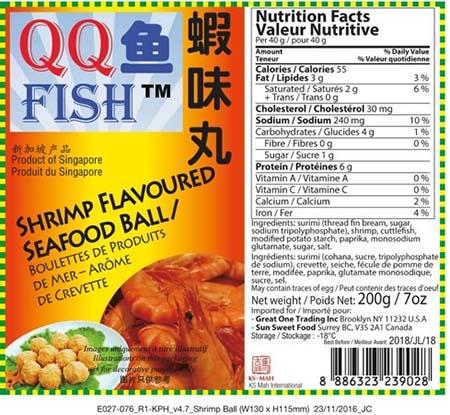 Label:  QQ FISH Shrimp Flavoured Seafood Ball