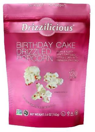 5. Labeling, Drizzilicious Drizzled Popcorn 3.6oz, Birthday Cake