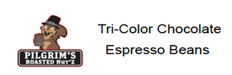 “Product label, Pilgrim’s Roasted Nut’z Tri-Color Chocolate Espresso Beans”